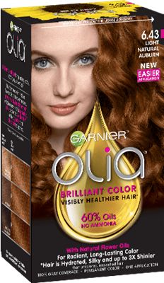 Olia 6.43 - Light Natural Auburn Amethyst Hair Color, Blue Eyes Men, Olia Hair Color, Amethyst Hair, Garnier Hair Color, Ammonia Free Hair Color, Garnier Olia, Hair Caramel, Gold Hair Colors