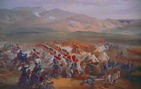 "The Charge of the Heavy Brigade at Balaklava" by William Simpson Battle Of Balaclava, Battle Of Kursk, Charge Of The Light Brigade, Harness Fashion, British Military, British Empire, Military Art, British Army, Military History