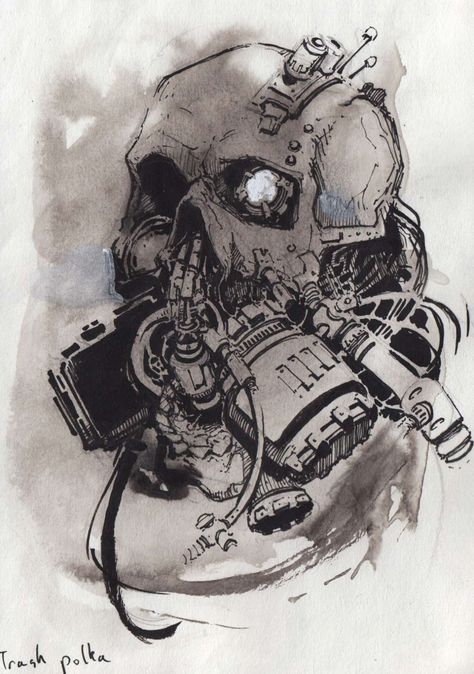 Warhammer 40K artwork by the talented artist Thomas Elliott under the category of Servo-Skulls. Servo-Skull Robot Skull Drawing, How To Draw Skull, Cyberpunk Drawing Sketch, Punk Drawings Sketches, Skull Drawing Reference, Cyberpunk Skull, Robot Skull, Robot Drawing, Punk Drawing