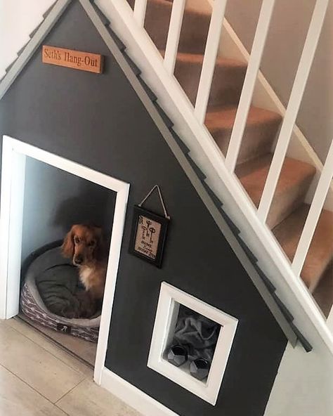 Dog Bed Under Stairs, Bed Under The Stairs, Dog Under Stairs, Cat Hut, Under Stairs Dog House, Under Stairs Nook, Room Under Stairs, Stair Nook, تحت الدرج