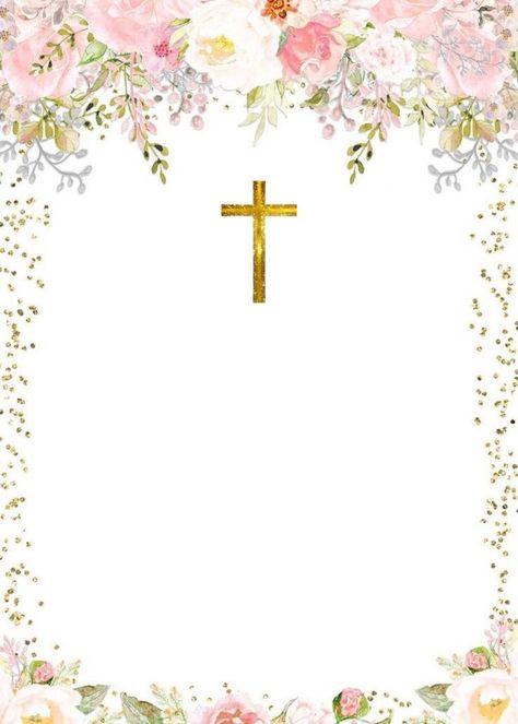 Confirmation Invitations Template, Baptismal Invitation Template Blank, First Communion Quotes, Christian Canvas Paintings, Bautizo Ideas Decoracion, Primera Comunion Ideas, Happy Birthday Mother, Butterfly Invitations, Confirmation Invitations