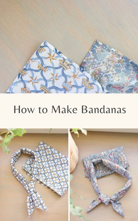 Learn how to make bandanas in 2 ways and add a touch of cool to your wardrobe. Perfect for concerts, festival outfits, and everyday style! Sew A Bandana, Sew Bandana, Bandana Ideas, African Woven Basket, Liberty Print Fabric, Bandana Pattern, Liberty Of London Fabric, Small Scarf, Sewing Material