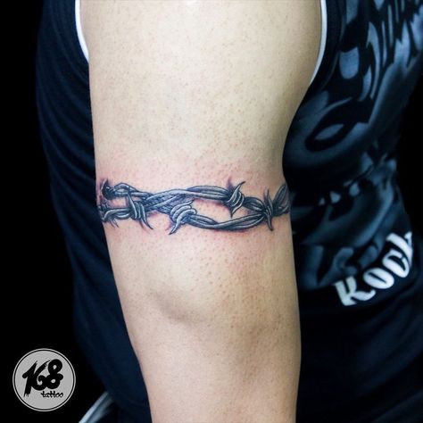 Barbed wire tattoo, some old style thing | Barbed wire tattoos, Forearm band tattoos, Wrist tattoos for guys Barb Wire Around Wrist Tattoo, Barbwire Tattoo For Men, Arm Tattoos With Meaning, Barb Wire Tattoo, Forearm Tattoos For Men, Barbed Wire Tattoo, Wire Tattoo, Barbed Wire Tattoos, Wildlife Tattoo