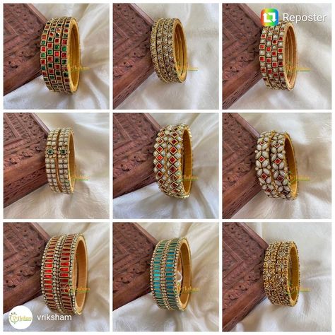 Bangles Photoshoot Ideas, Kundan Clips, Aari Bangles, Diy Bangles, Silk Thread Earrings Designs, Bangle Making, Hindu Jewelry, Indian Bracelets, Silk Thread Bangles Design