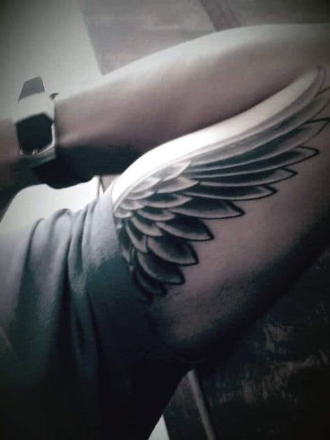 Top 101 Best Wing Tattoo Ideas – [2020 Inspiration Guide] Wing Tattoo On Shoulder, Wing Tattoo Men, Wing Tattoos, Bicep Tattoo Men, Inner Bicep Tattoo, Angel Tattoos, Cool Arm Tattoos, Bicep Tattoo, Wing Tattoo