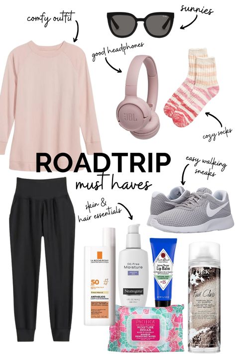 Traveling Outfits Winter Car Road Trips, Road Trip Outfit Ideas Summer, Road Trip Outfit Summer Casual Comfy Car, Car Travel Outfit Summer, What To Wear On A Road Trip, Roadtrip Outfit Winter, Comfy Travel Outfit Summer Road Trips, Winter Road Trip Outfit, Car Trip Outfit