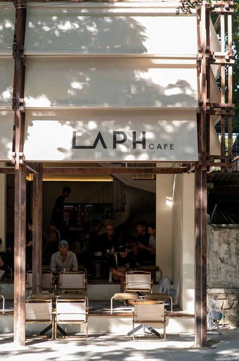 LAPH Cafe / 3fconcept | ArchDaily Japanese Restaurant Design, Coffee Shop Concept, Low Seating, Hue Vietnam, Cafe Concept, Wooden Architecture, Public Architecture, Parisian Cafe, Shop Sign Design