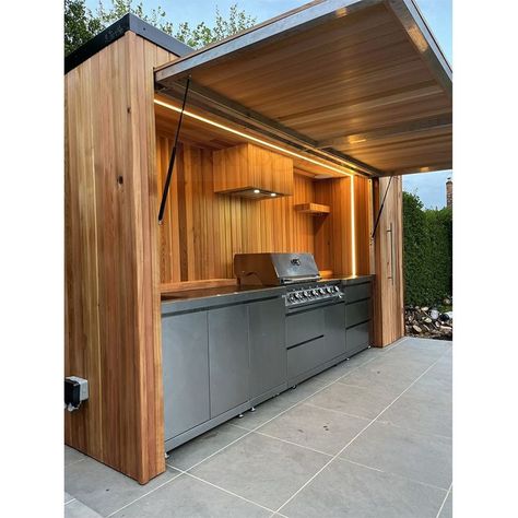 Outdoor stainless steel kitchen outdoor kitchen classic outdoor kitchen with sink and grill Outdoor Grill Diy, Bbq Shed, Outdoor Grill Station, Diy Grill, Outdoor Kitchen Plans, Build Outdoor Kitchen, Outdoor Bbq Kitchen, Outdoor Kitchen Island, Backyard Kitchen