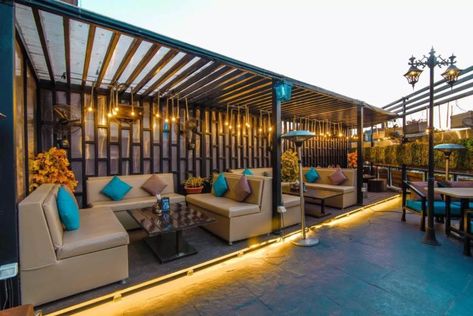 Open Roof Restaurant Design, Outdoor Bar Restaurant Design Patio, Hotel Bar Lounge Design, Terrace Restaurant Design Rooftop Bar, Open Terrace Restaurant Rooftops, Roof Top Restaurant Design Plan, Rooftop Restaurant Design Ideas, Roof Top Cafe Design Ideas, Shishalounge Design Outdoor