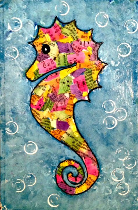 Celebrate Summer: Mixed Media Workshop - Masterpiece Society Mixed Media Workshop, Summer Art Projects, Seahorse Art, Art Projects For Teens, Fish Ocean, Ocean Crafts, Art Easy, Sea Horse, Seahorses