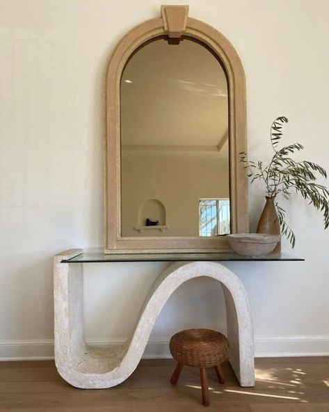 Natural Travertine Console Table. Narrow Console Table. by HamamDecor` | Wescover Tables Travertine Console Table, Travertine Console, Boho Corner, Console Table Narrow, Meja Sofa, Interior Boho, Rustic Console Tables, Hall Stand, Minimal Boho