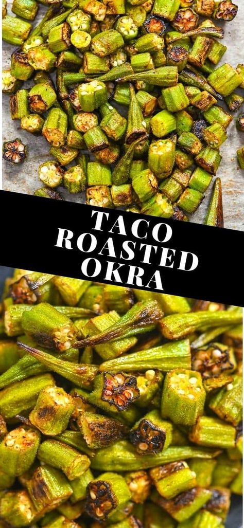 This Taco Roasted Okra is a deliciously savory dish. You’ll love the blend of flavorful spices with tender okra pieces that have been browned to perfection. FOLLOW Cooktoria for more deliciousness! If you try my recipes - share photos with me, I ALWAYS check! Frozen Okra Recipes, Sauteed Okra, Baked Okra, Roasted Okra, Okra Recipes, Spiralizer Recipes, My Recipes, Vegetarian Recipes Dinner, Top Recipes