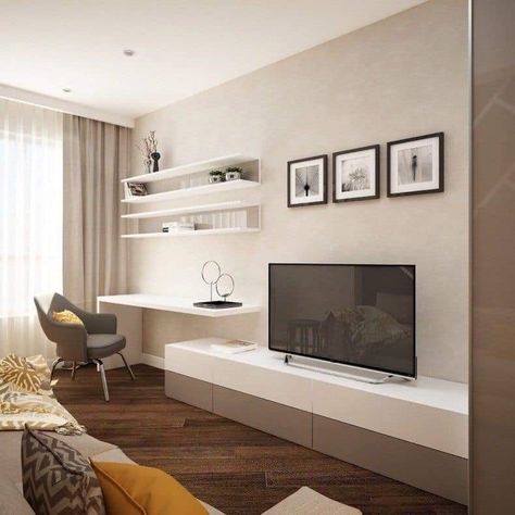 Home Drawing, Drawing Home, Small Apartment Interior, Living Room Tv Unit, Desk In Living Room, Living Room Design Decor, Home Design Living Room, Bedroom Furniture Design, Modern Bedroom Design