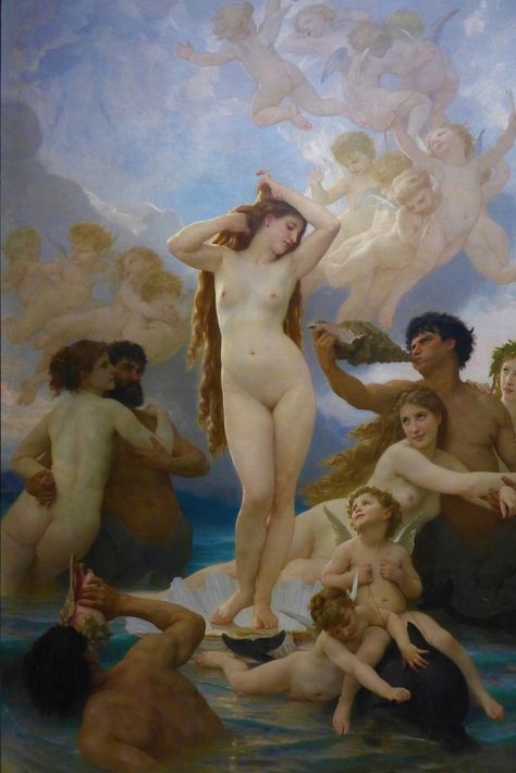 The Birth of Vénus by William Bouguereau - Artvee Mythological Paintings, Venus Painting, William Bouguereau, Venus Art, Adolphe Bouguereau, William Adolphe, Istoria Artei, Classical Paintings, William Adolphe Bouguereau