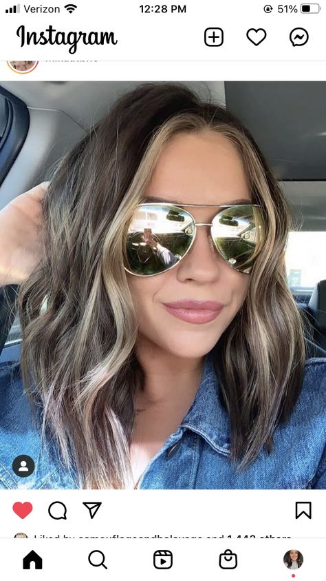 Tosseled Bob, Shoulder Length Brown Hair With Money Piece, 2023 Hair Inspiration, Shoulder Length Hair Balayage Brunettes, Hair Color Ideas For Brunettes Medium Length, Hair Inspo Color Mid Length, Brown Spring Hair, Shoulder Length Balayage Brunette, Medium Length Haircut With Side Part