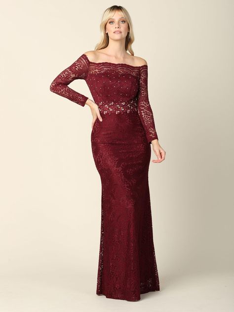 Long Off Shoulder Formal Lace Evening Party Dress for $153.99 – The Dress Outlet Long Sleeve Homecoming Dresses, Red Quinceanera Dresses, Emerald Bridesmaid Dresses, Green Homecoming Dresses, White Plum, Colorful Dresses Formal, White Homecoming Dresses, Formal Dresses With Sleeves, Party Dress Sale