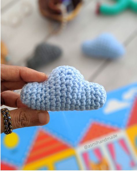 Amigurumi tiny cloud free crochet pattern - Asmi Handmade Free Crochet Cloud Pattern, Crochet Clouds Pattern Free, Cloud Crochet Pattern Free, Cloud Crochet, Crochet Cloud, Crochet Pins, Diy Crochet Bag, Crochet Cactus, Crochet Keychain Pattern