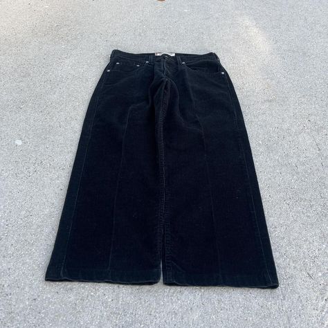 Vintage Y2K Levis 569 Relaxed Wide Leg Black... - Depop Levis 569, Corduroy Jeans, Vintage Y2k, Jeans Size, Wide Leg, Women Wear, Sports, Black