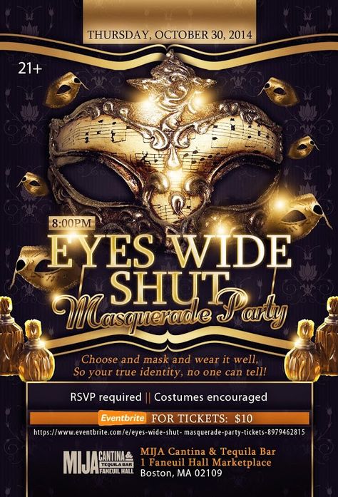 Put on your favorite mask the night before Halloween! Check out our staff is disguise for our Eyes Wide Shut Party! Eyes Wide Shut Party, Disguise Party, Masquerade Party Themes, Masquerade Ball Party, Tequila Bar, Prom Themes, 21st Party, Party Tickets, Eyes Wide Shut