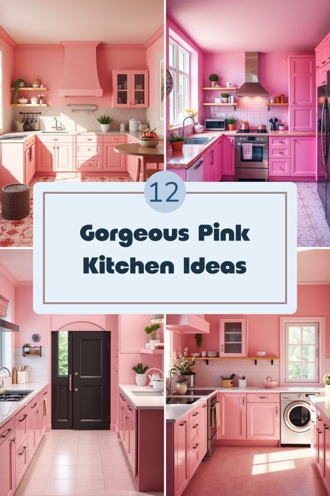 Looking to add a splash of cheerful color to your home? These 12 stunning pink kitchen ideas will inspire you! From soft pastel pinks to bold magenta accents, discover how these delightful shades can transform your cooking space. Get inspired with tips on color pairing, decor styles, and clever designs that highlight the allurement of pink! It's the perfect choice to create an inviting and vibrant atmosphere in your kitchen. Step in and explore how to make your kitchen a serene, stylish haven today! Pink Kitchen Inspiration, Pink Kitchen Ideas, Retro Pink Kitchens, Pink Kitchens, Wooden Countertops, Checkerboard Floor, Vintage Appliances, Green Cabinets, Herb Pots