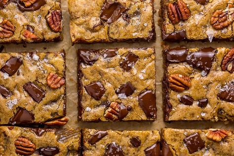 Blondies Healthy, 8x8 Cake, Chocolate Chunk Blondies, Brown Butter Bourbon, Banana Blueberry Oatmeal Muffins, Butter Bourbon, Pecan Chocolate, Baker By Nature, Homemade Pie Crust Recipe