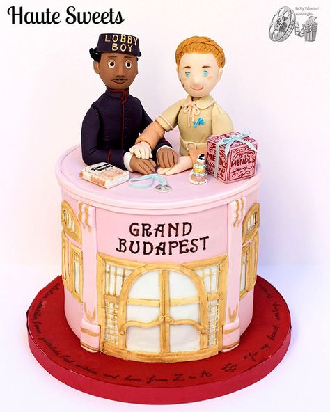 The Grand Budapest Hotel cake (Zero & Agatha) for Be My Valentine! Movie Nights collaboration by Hiromi Greer Wes Anderson Wedding Inspiration, Lobby Boy, Valentines Movies, The Grand Budapest Hotel, Realistic Cakes, Being In Love, Grand Budapest, Grand Budapest Hotel, Budapest Hotel