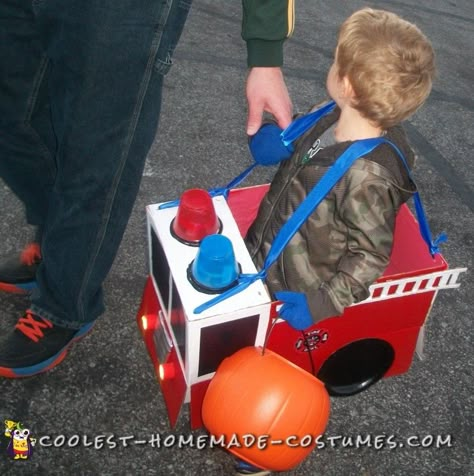 toddler firetruck costume Firetruck Costume, Fire Truck Costume, School Bus Costume, Best Diy Costumes, Truck Costume, Paw Patrol Costume, Best Diy Halloween Costumes, Halloween Costumes Kids Boys, Early Childhood Activities