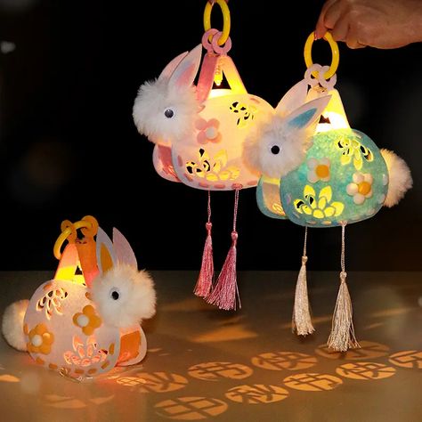 Look what I found on AliExpress Lampion Aesthetic, Mid Autumn Festival Craft, Rabbit Lantern, Lantern Handmade, Fabric Lantern, Bunny Shape, Handmade Lanterns, Hina Dolls, Kids Notes