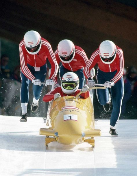 1992:A bobsled team competes at the Albertville Winter Olympics. Photo: Chris Smith/Popperfoto, Getty Images / Popperfoto Classic Car Photoshoot, Ice Sports, Beijing Olympics, Olympic Athletes, Olympic Sports, Olympic Champion, Winter Sport, Snow Sports, Best Moments