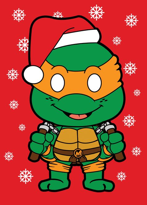 Tmnt Christmas, Ninja Turtles Christmas, Turtle Christmas, Raphael Tmnt, Chibi Characters, Ninja Turtle, Christmas Drawing, Christmas Clipart, Christmas T Shirt