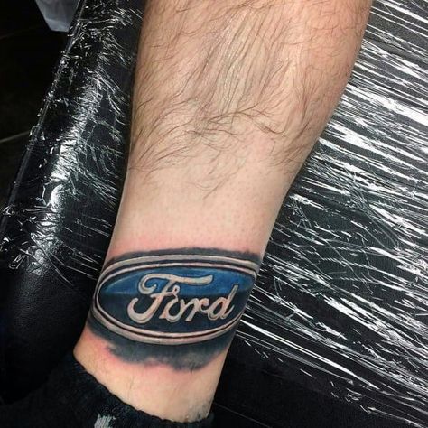 60 Ford Tattoos For Men - Automotive Design Ideas Ford Tattoo, Popular Tattoo Ideas, Hot Rod Tattoo, Truck Tattoo, Ford Company, Mechanic Tattoo, C Tattoo, Ford Logo, Popular Tattoos