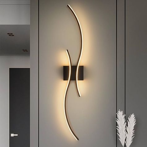 CANEOE Modern Led Wall Light, 39inch Black Indoor Led Wall Sconce Lighting, Bathroom Vanity Light Fixtures Over Mirror for Living room Hallway Bedroom Bedside Wall Lamp (Cool white, 6000K) - Amazon.com Living Room Wall Lamp Ideas, Bathroom Mirror Lighting Ideas, Bedroom Wall Sconces Bedside Lighting, Lighting Bathroom Vanity, Mirror And Sconces, Bathroom Vanity Light Fixtures, Lamp Cool, Mirror For Living Room, Lighting Bathroom