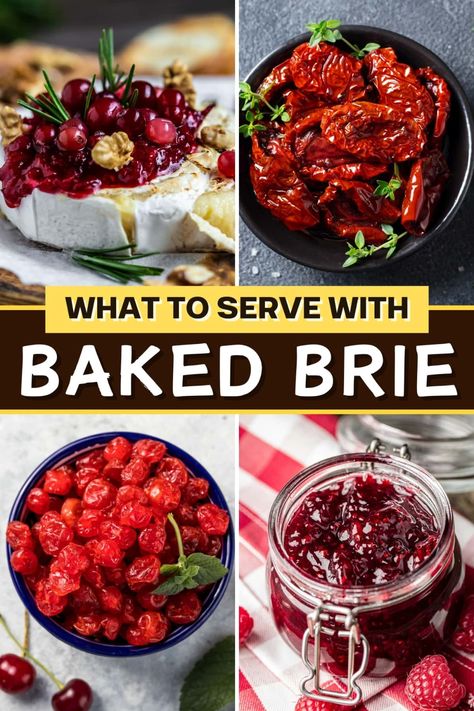 Wondering what to serve with baked brie? From candied nuts to jam to crostini and crackers, you can't go wrong with these tasty sides. Sweet Baked Brie Recipes, Brie Toppings, Bread Alternative, Baked Brie Recipes, Brie Recipes, Marinated Olives, Bread Alternatives, Baked Brie, Candied Nuts