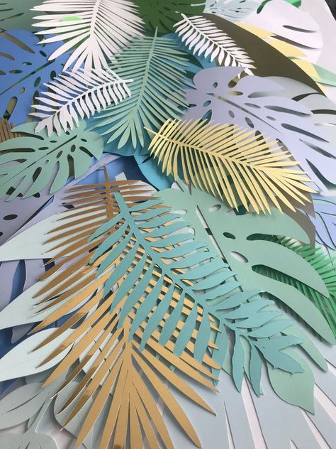 Safari Leaves, Flower Diy Paper, Pastel Leaves, Paper Flower Diy, Paper Decorations Diy, Pastel Baby Shower, Papercut Art, Circle Garland, Bottle Drawing