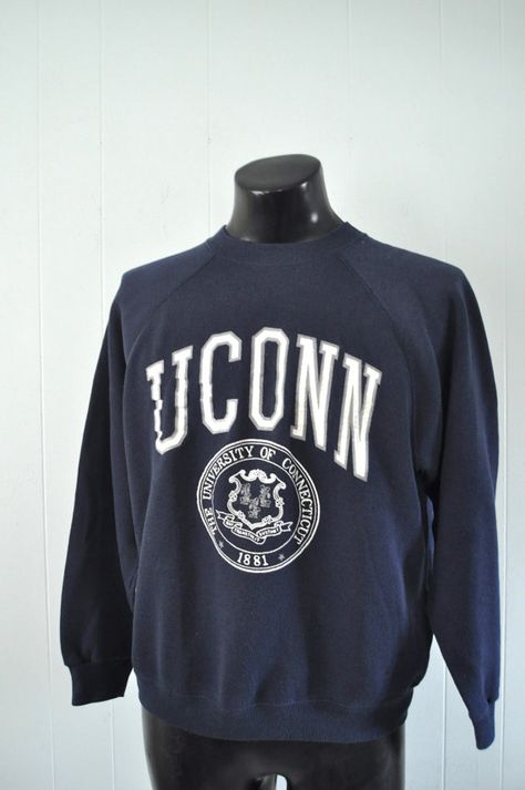 Vintage UCONN Sweatshirt Huskies CT Dark Navy Blue by retroEra, $28.00 Vintage Wisconsin, Uconn Huskies, University Of Connecticut, Leopard Print Jacket, Pink Bodycon Dresses, Wisconsin Badgers, Champion Reverse Weave, Great Gift Ideas, Red Blazer