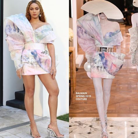 Instagram Style: Beyonce in Balmain Spring 2019 Couture at the RocNation Pre-Grammys Brunch Rocnation Brunch Outfits, Kente Dress, Gold Gown, Flawless Beauty, Queen Fashion, High Fashion Outfits, Brunch Outfit, Gray Dress, Instagram Fashion