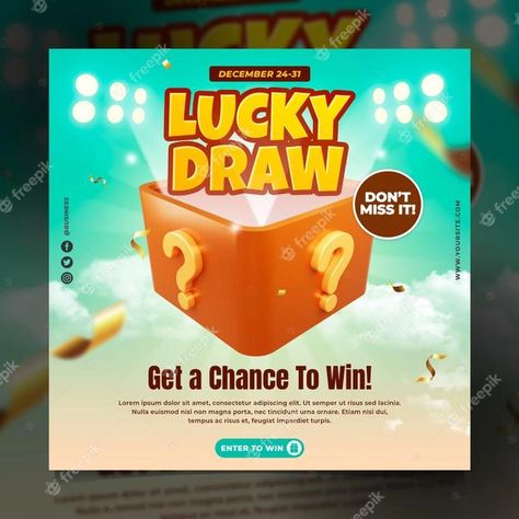 Premium PSD | Lucky draw event social media post engagment template Event Social Media Post, Event Social Media, 90s Graphic Design, Draw Logo, Banner Drawing, Social Post, Lucky Draw, Food Poster Design, Social Media Design Inspiration