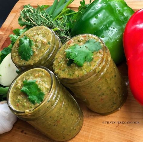 Learn how to make this fresh green seasoning from scratch with the best herbs and spices Haitian Epis Recipe, Epis Recipe, Haitian Epis, Jamaican Oxtail, Green Seasoning, Pineapple Fried Rice, Orange Peppers, Haitian Food Recipes, Jerk Seasoning