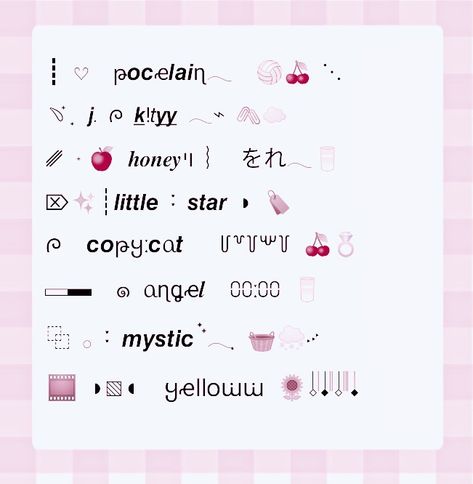 Indie Packs Symbols Visit Name, Indie Pack Symbols Copy Paste, Indie Pack Symbols Visit Bio, Indie Symbols Visit, Nick Name Cute, Indie Pack Symbols Visit, Nick Names Aesthetic, Kawaii Symbols, Nicks Names Aesthetic