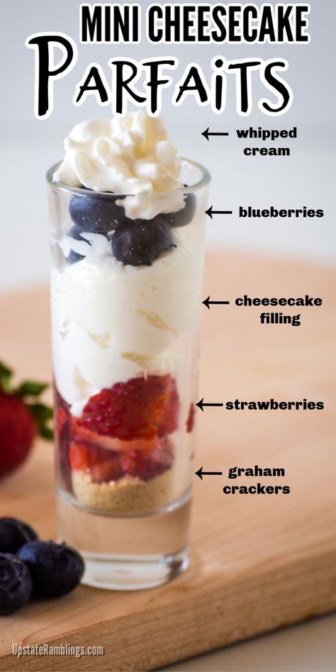 No Bake Mini Cheesecake, Mini No Bake Cheesecake, Dessert Shooters Recipes, Shot Glass Desserts, No Bake Cheesecake Filling, Shooter Recipes, Mason Jar Desserts, Cheesecake Parfaits, Dessert Shooters