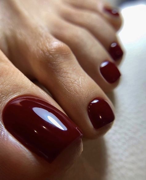 Beautiful Red Nails, Kutek Disney, Gel Toe Nails, Maroon Nails, Nagellack Trends, Toe Nail Color, Pretty Toe Nails, Cute Toe Nails, Summer Toe Nails