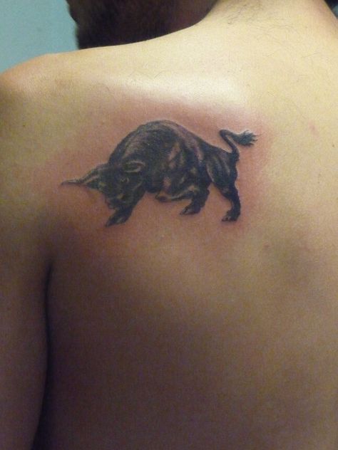 mini bull tattoo Minimal Bull Tattoo, Bull Horn Tattoo, Realistic Bull Tattoo, Bull With Horns Tattoo, Charging Bull Tattoo, Spain Bull Tattoo, Spanish Bull Tattoo, Bull Tattoo Feminine, Mens Bull Tattoo