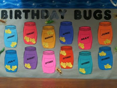 Bug Decor, Birthday Bulletin Board, Birthday Board Classroom, Camping Classroom, Board Classroom, Birthday Bulletin Boards, Camping Theme Classroom, Birthday Bulletin, Infant Classroom