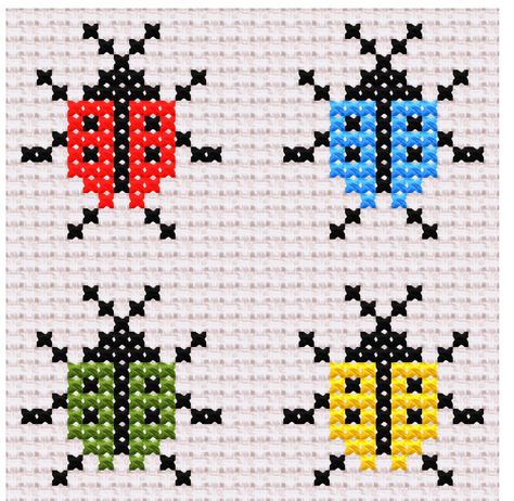 "Colorful Ladybirds - Easy Cross Stitch Pattern This chart is a must-have for anyone who loves to cross-stitch. With clear instructions and beautiful results, this pattern is perfect for any level of cross stitcher. So get creative and add some color to your life with this cheerful pattern! Aida: 14 count ( 5,5 per cm) Fabric Color: 101 - Antique White Pattern Size: 32 x 32 stitches Finished Size: 2,2 x 2,2 inches ( 6 x 6 cm ) This is a DIGITAL INSTANT DOWNLOAD. No physical item will be shipped.