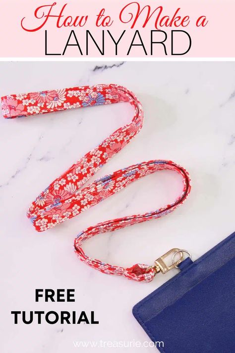 Learn how to make a lanyard with this easy step by step tutorial. Make a neck lanyard or wrist lanyard with just a strip of fabric and clip.