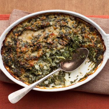 Spinach Gratin by Ina Garten Ina Garten Spinach Gratin, Spinach Gratin, Gruyere Cheese, Chopped Spinach, Vegetarian Cheese, Grated Parmesan Cheese, Yummy Sides, Dietary Fiber, Food Network