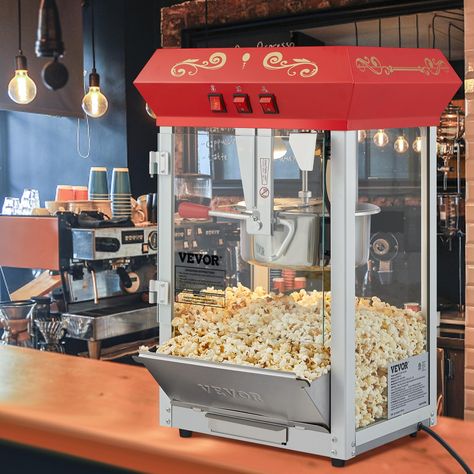 PRICES MAY VARY. Powerful Heating, High Yield: This commercial popcorn machine boasts 850W of power and an 8 oz kettle, popping up to 48 cups of popcorn per batch (around 384 oz) and keeping up with the demand of your busy concession stand. NOW that is a lot of popcorn. It takes only a few minutes to preheat the kettle. Then the hot popcorn will flow as quickly as your customers can eat it up. Get ready to keep sports fans, festival-goers, and party guests content with plenty of popcorn to go ar Commercial Popcorn Machine, Hot Popcorn, Popcorn Stand, Popcorn Cups, Arcade Bar, Air Machine, Magnetic Latch, Backyard Movie Nights, Popcorn Popper