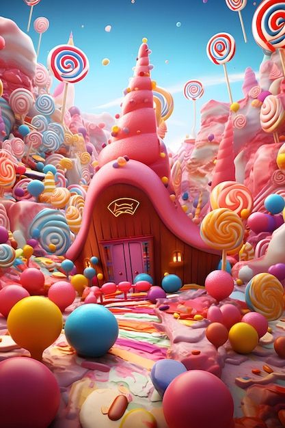 Candy land | Premium Photo #Freepik #photo #sugar-candy #sweet-candy #candy-land #candy Candyland Artwork, Cute Pineapple Wallpaper, Candyland Games, Candy World, Candy Images, Candy Pictures, Candy Castle, Strawberry Shortcake Cartoon, Pineapple Wallpaper