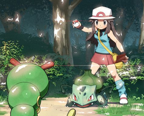 Leaf Green and her partner Pokemon Trainer Art, Elesa Pokemon, Lucario Pokemon, Pokemon Firered, Pokemon Photo, Pokemon Oc, Pokemon Special, Pokemon Images, Pokémon Master