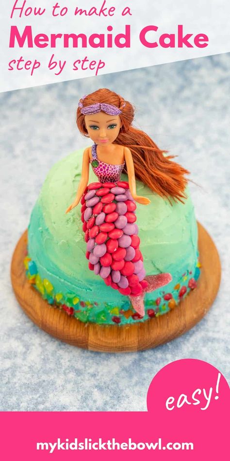 Girl Birthday Cakes Easy, Mermaid Cake Ideas Easy, Kids Cakes For Girls Birthdays, Kids Birthday Cakes Girls Easy, Simple Mermaid Birthday Cake, Simple Mermaid Cake, Diy Mermaid Cake, Easy Kids Birthday Cakes, Goodies Ideas